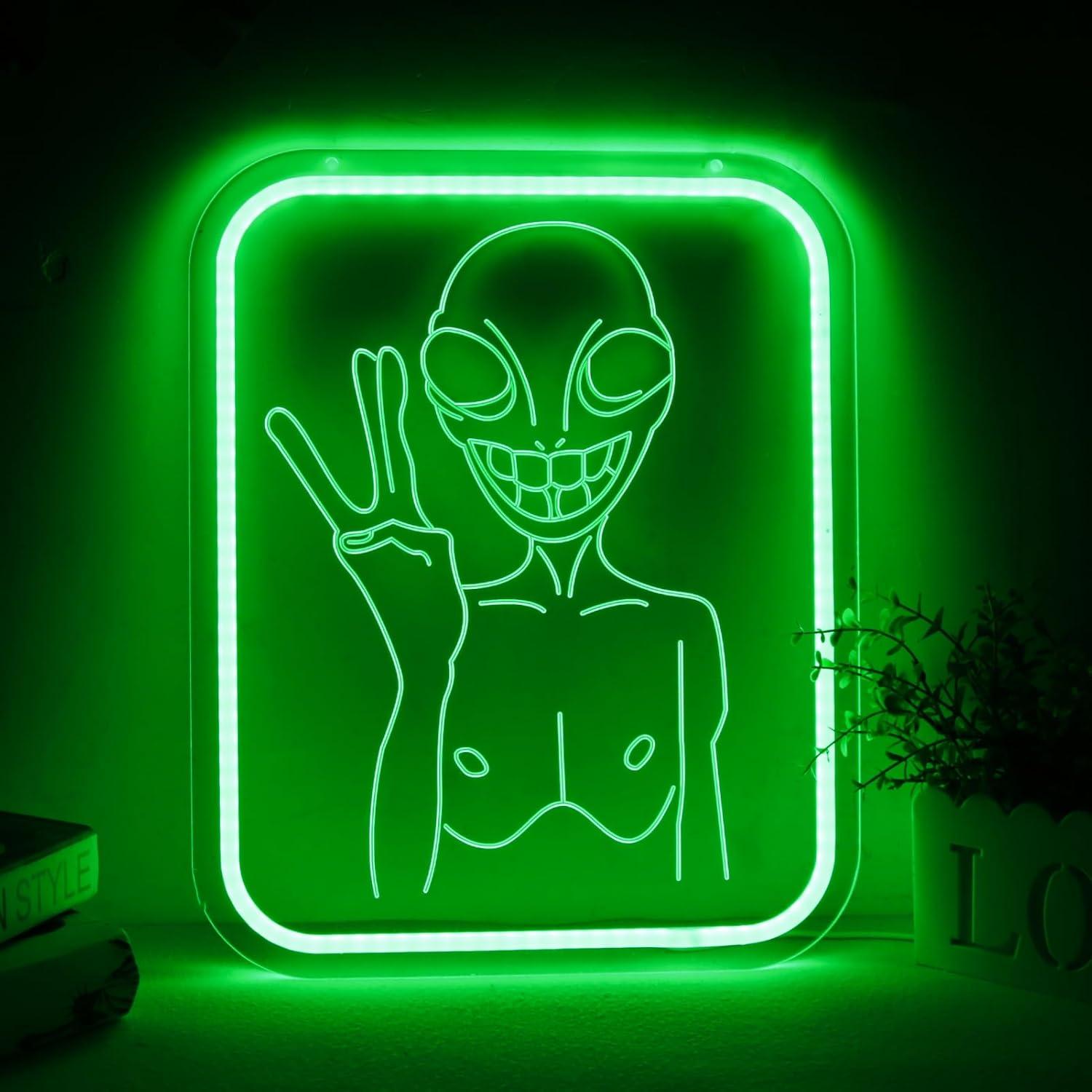 Neon Sign Party - 외계인 모양의 네온사인, USB로 작동하며 밝기