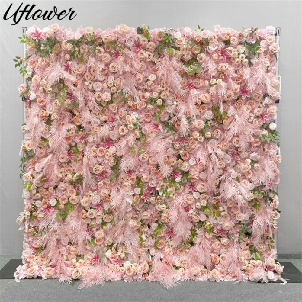 Flower Wall Panel - Uflower 5D 핑크 장미 헝겊 꽃