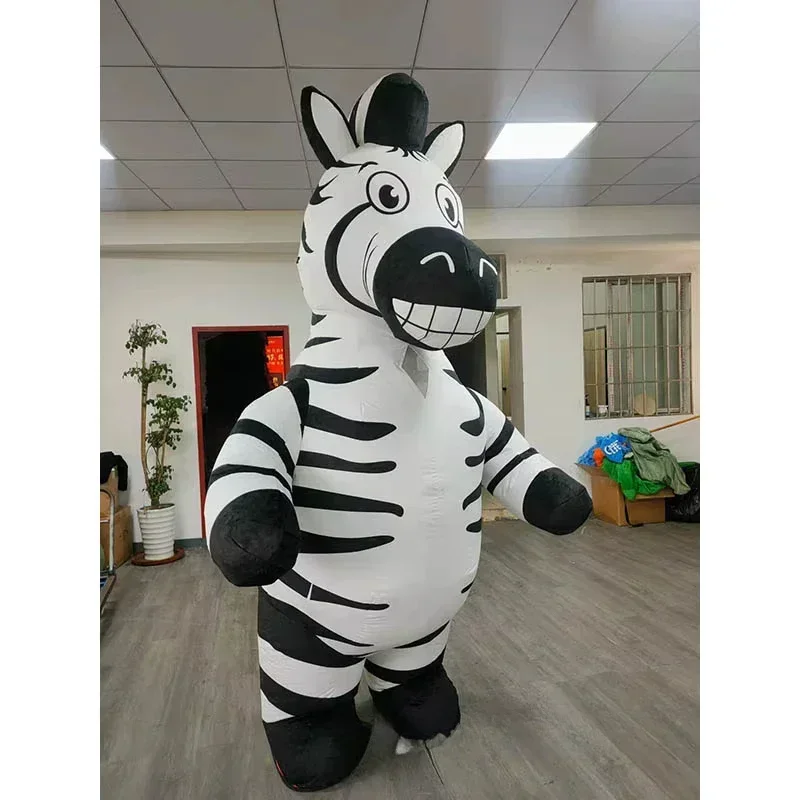 성인용 에어식 얼룩말 마스코트 의상, 전신 플러시 소재 - Event Party 리뷰 및 가격