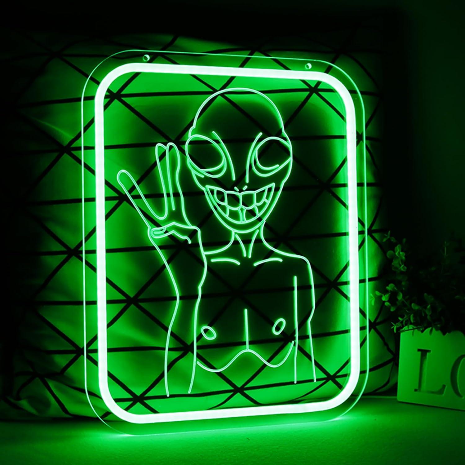 외계인 모양의 네온사인, USB로 작동하며 밝기 조절이 - Neon Sign Party 리뷰 및 가격