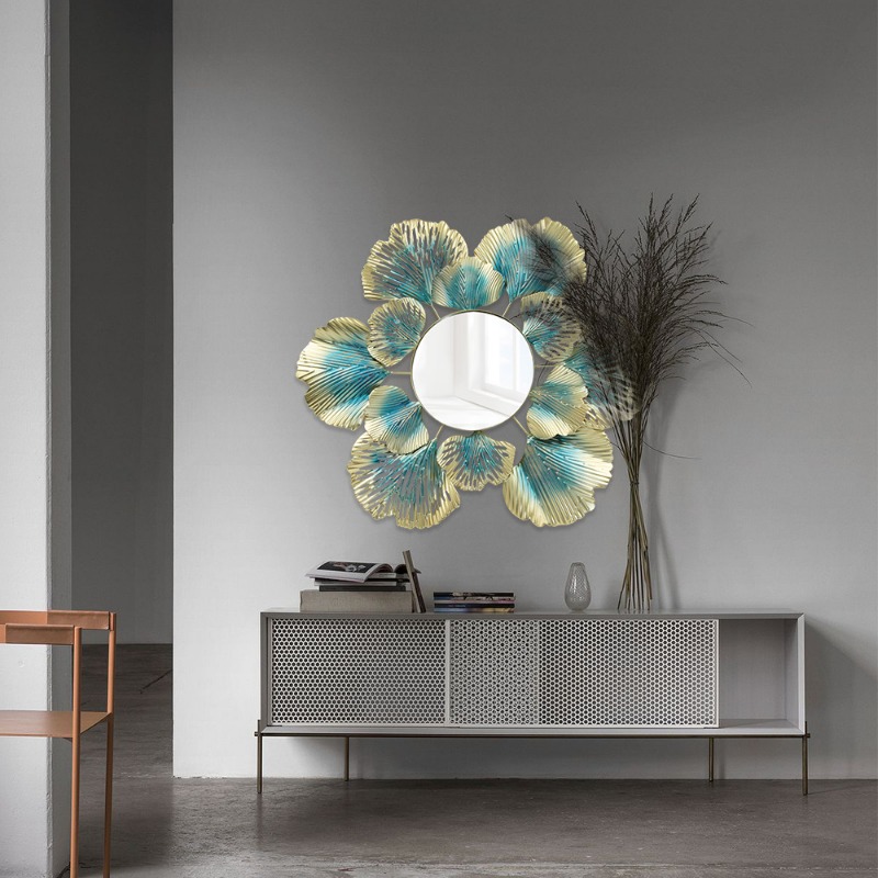 북유럽풍 고급 벽 장식 골든 살구잎 꽃 거울 벽걸이 철 - Flower Wall Panel 리뷰 및 가격